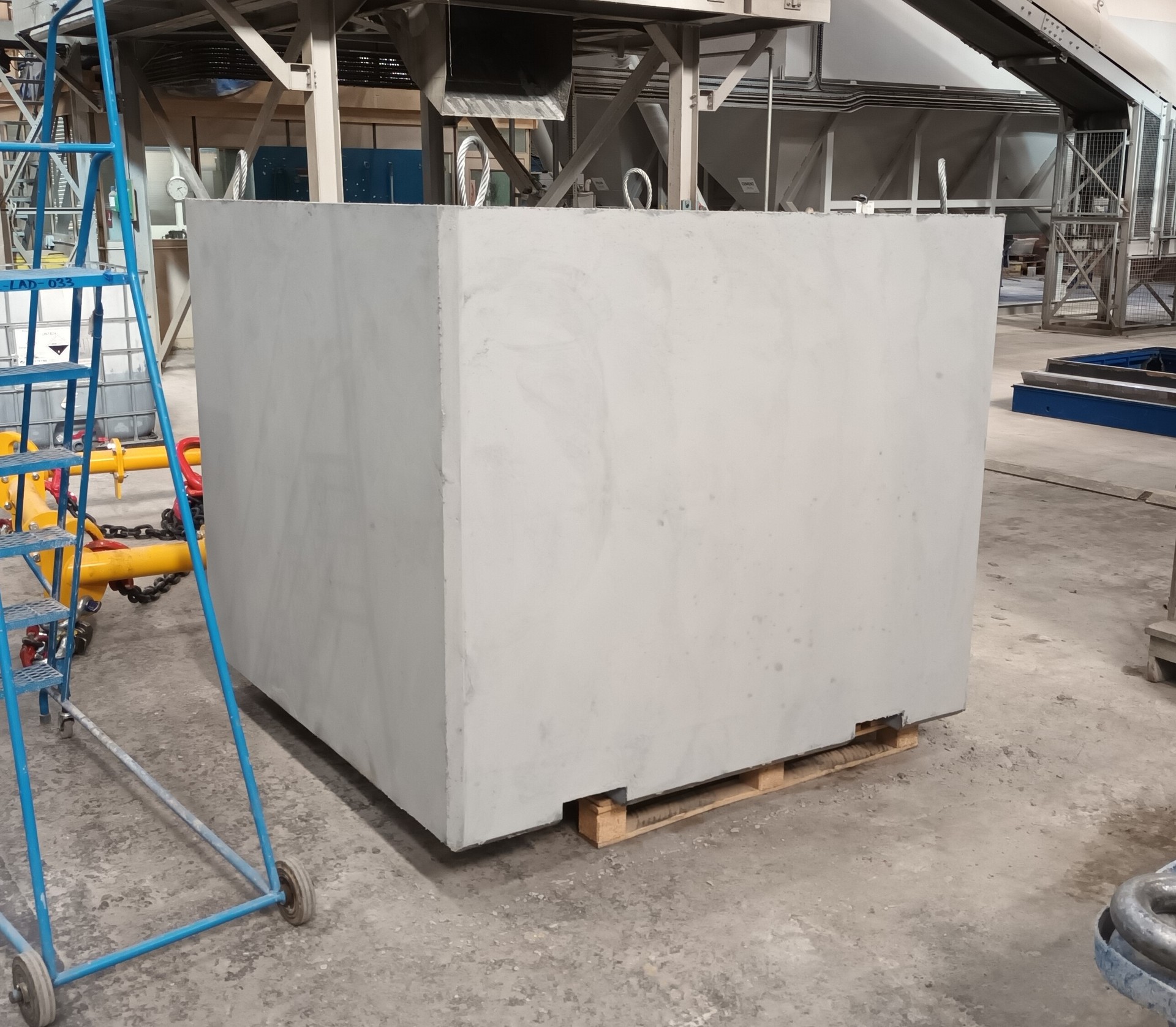 shielded concrete waste container